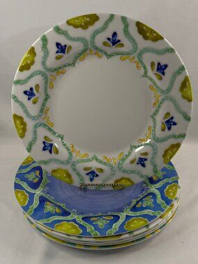 6 Laurie Gates Moroccan Boho Melamine Dinner Plates 11" Diameter #4133